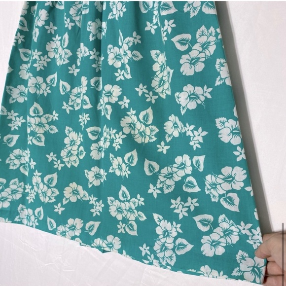 5/$25 Vintage Elle Elle Green White Floral Print Elastic Waist Midi Skirt M - Picture 8 of 16